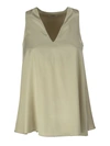 Brunello Cucinelli Silk V-neck Top In Beige
