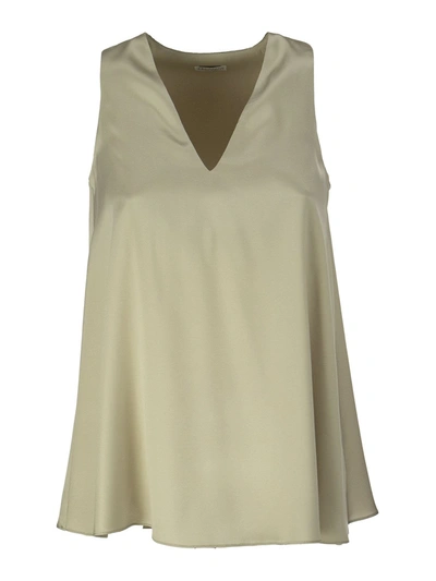 Brunello Cucinelli Silk Top With Monili In Green