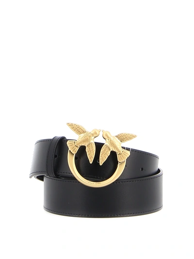 Pinko Logo-plaque Buckle Belt In Black