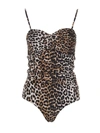Ganni Leopard-print Recycled Bandeau One-piece Swimsuit In Animal Print