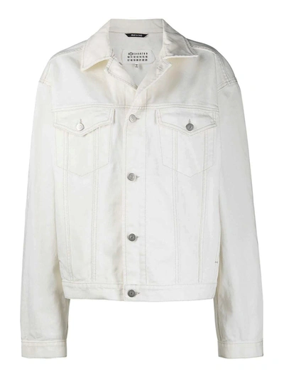 Maison Margiela Oversized Buttoned Denim Jacket In White