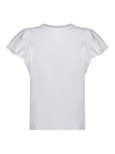 Alexander Mcqueen Ruffled Sleeves Cotton T-shirt In White