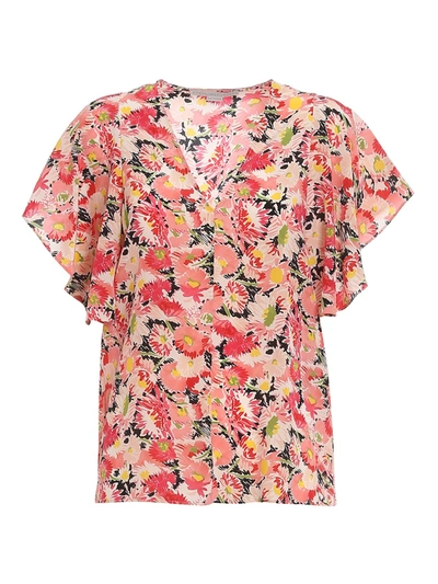 Stella Mccartney Mallory Watercolor Floral Silk Top In Multi-colour