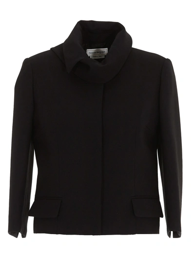 Alexander Mcqueen Wool-silk Blend Blazer In Black