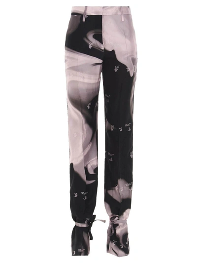 Off-white Printed Viscose Blend Pant Printed Off White Donna 38 In Black