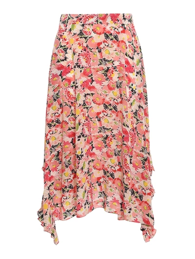 Stella Mccartney Floral-print Silk Crepe De Chine Midi Skirt In Pink