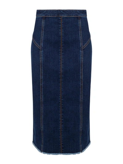 Alexander Mcqueen Panelled Mid-length Denim Skirt In Dark Wash
