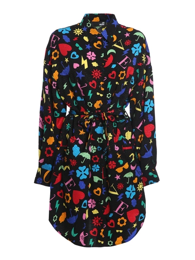 Love Moschino All-over Logo Print Dress In Black