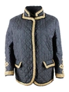 Ermanno Scervino Light Long-sleeved Quilted Jacket With Buttons And Inserts In Gold Color In Black