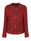 Valentino Sequin-detail Tweed Jacket In Red