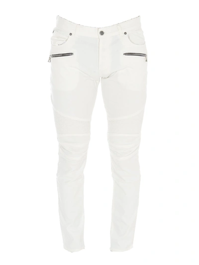 Balmain Biker Slim-fit Jeans In White
