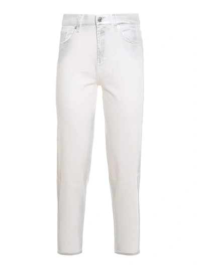 7 For All Mankind Roxanne Mid-rise Frayed Stretch Cigarette Jeans In Luxe White