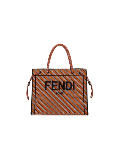 Fendi Roma Shopping Bag In Orange