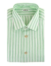 KITON MAN LINEN SHIRT WITH WHITE AND GREEN STRIPES,UCCH07270 04