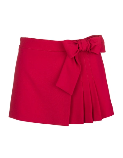 Red Valentino Skirt-style Shorts With Bow In Red
