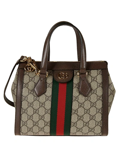 Gucci Signature Web Detail Tote In Ebony