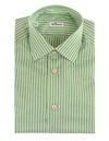 KITON MAN WHITE AND GREEN STRIPED POPELINE SHIRT,UCCH07270 06