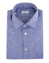 KITON MAN REGULAR FIT SHIRT IN CORNFLOWER BLUE LINEN,UCCH07302 04