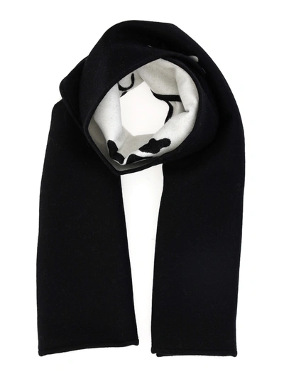 Off-white Jacquard Wool Cotton Blend Scarf In Black
