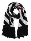 OFF-WHITE STRIPED WOOL COTTON BLEND SCARF