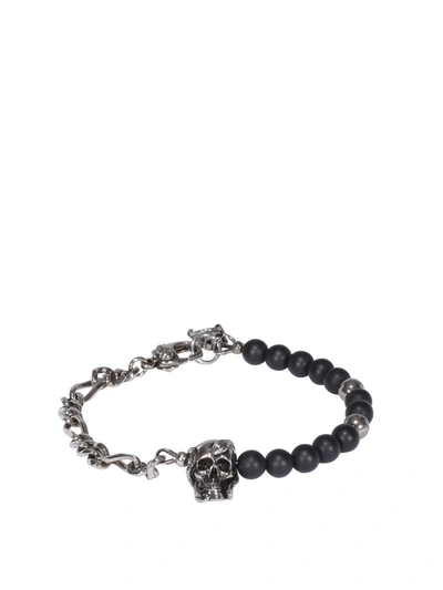 Alexander Mcqueen Burnished Silver-tone And Bead Bracelet