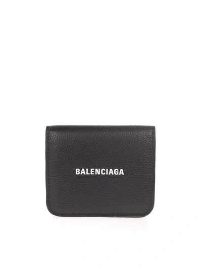 Balenciaga Grainy Leather Bi-fold Wallet In Black