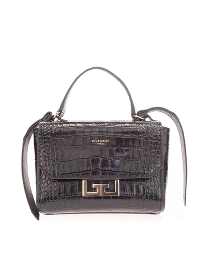 Givenchy Eden Mini Crocodile-embossed Crossbody Bag In Black