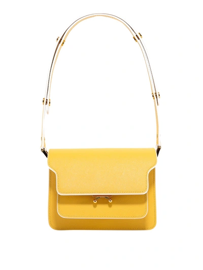 Marni Trunk Mini Saffiano Leather Bag In Yellow