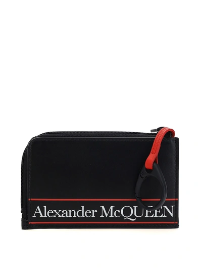 Alexander Mcqueen Logo Tape Card Holder In Black