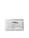 GIUSEPPE ZANOTTI LOGO CLUTCH BAG IN SILVER COLOR