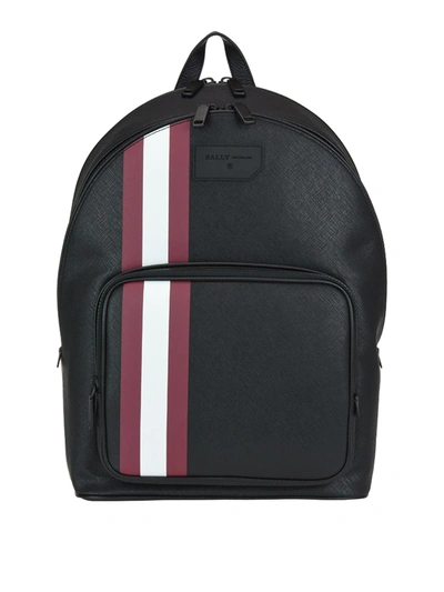 Bally Backpack In Synthetic Leather With Trainspotting Canvas Band In Black