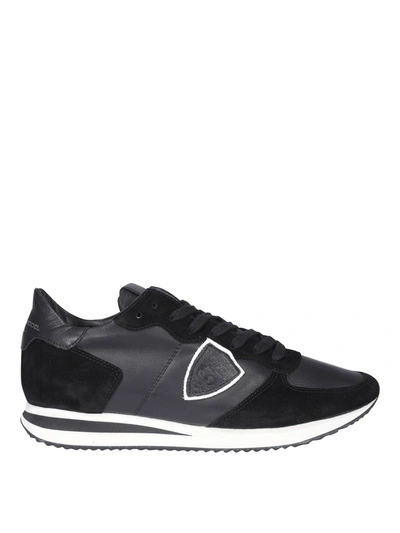 Philippe Model Trpx L Sneakers In Black Suede And Fabric