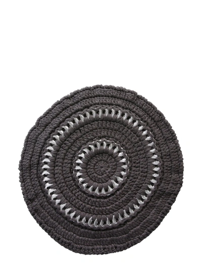 Ganni Ring Detail Knitted Beret In Grey