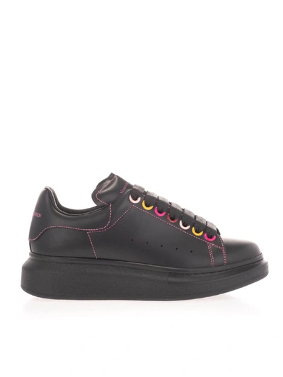 Alexander Mcqueen Leather Larry Sneakers In Black