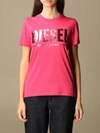 DIESEL COTTON T-SHIRT WITH LAMINATED LOGO,00SYW8 0CATJ 3BG