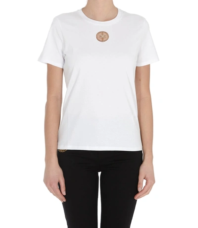 Elisabetta Franchi Celyn B. Cotton T-shirt With Metallic Logo In White