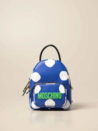 Moschino Couture Leather Backpack In Gnawed Blue