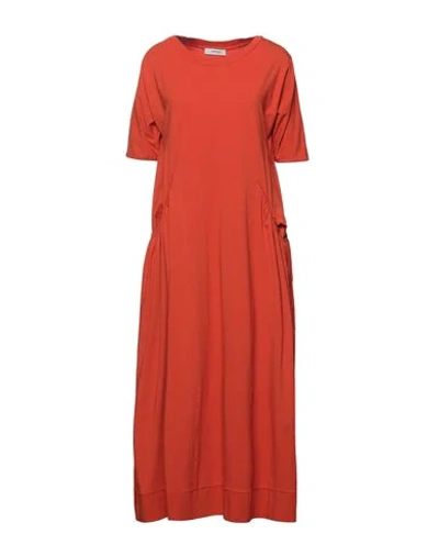 Alpha Studio 3/4 Length Dresses In Brick Red