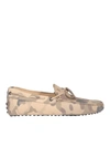 TOD'S TOD'S CAMOUFLAGE NUBUCK LOAFERS IN BEIGE