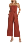 Willow Ryan Strapless Wide Leg Jumpsuit In Clay
