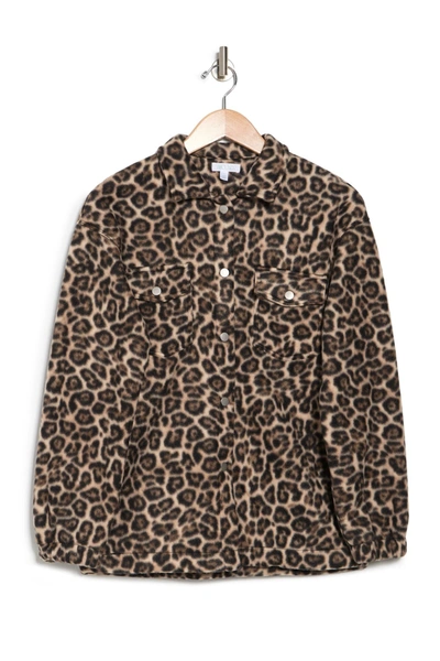 Abound Cozy Fleece Shirt Jacket In Tan Leopard