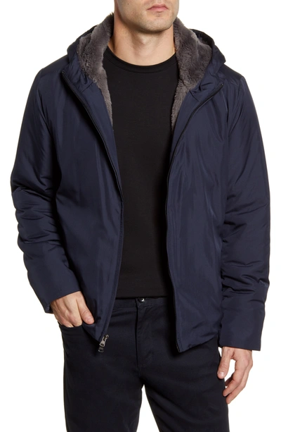 Zachary Prell Glasgow Faux Fur Lined Jacket In Navy