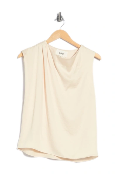 Ba&sh Rosier Asymmetric Draped Satin-crepe Top In Champagne