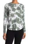 Sweet Romeo Tie Dye Thermal Thumbhole Shirt In Olive Tie Dye
