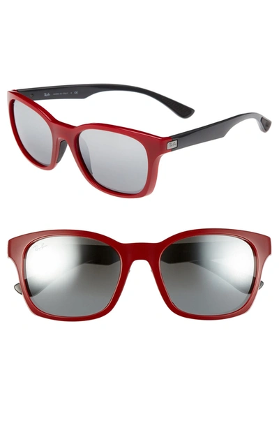 Ray Ban Mirrored 56mm Square Sunglasses In Red