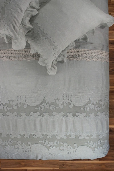 Melange Home King Tabitha Linen Duvet 3-piece Set In Grey Storm