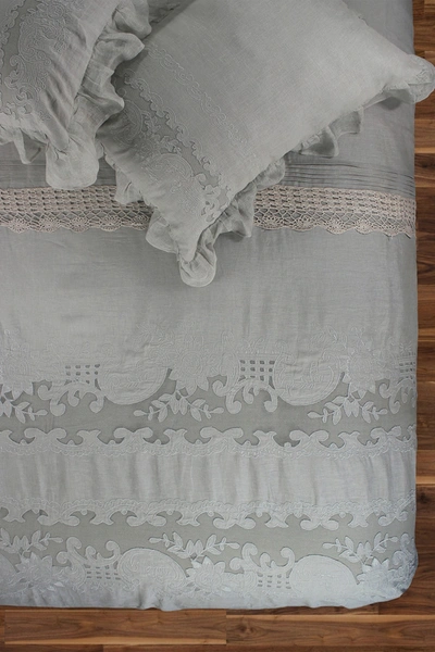 Melange King Tabitha Linen Duvet 3-piece Set In Grey Storm