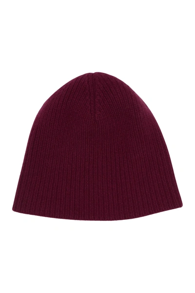 Portolano Cashmere Ribbed Beanie In Bordeaux