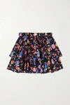 CAROLINE CONSTAS REIGN TIERED FLORAL-PRINT COTTON-BLEND MINI SKIRT