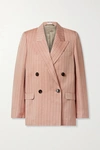 ACNE STUDIOS DOUBLE-BREASTED PINSTRIPED LINEN-BLEND TWILL BLAZER
